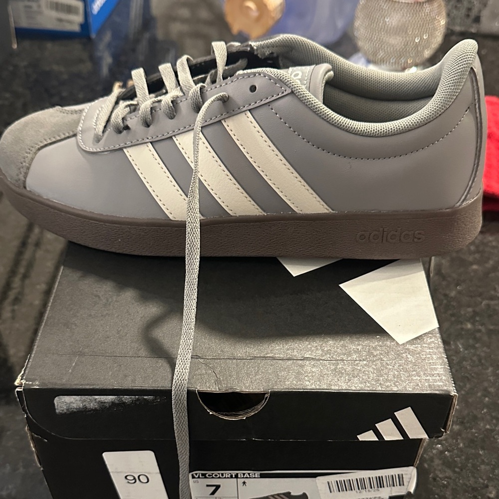 Adidas Men's Gray and White Sneakers